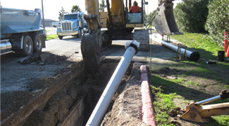 photo of sewer pipe installation