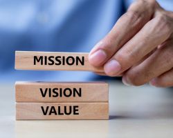 mission, vision, values blocks